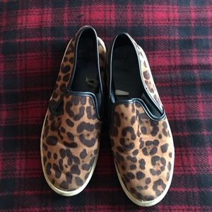 Cheetah print slip ons